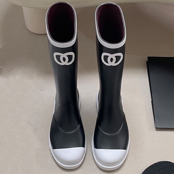 Designer Boots For Womens Fashion Knee Boots Leather Square Shoes Round Rain Boot For Woman Casual Daily Outfit Boots