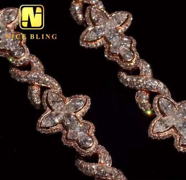 Cross Clover Hip-Hop Jewelry Iced Custom VVS Moissanite Cuban Chain 925 Silver VVS Carbonite Necklace CH