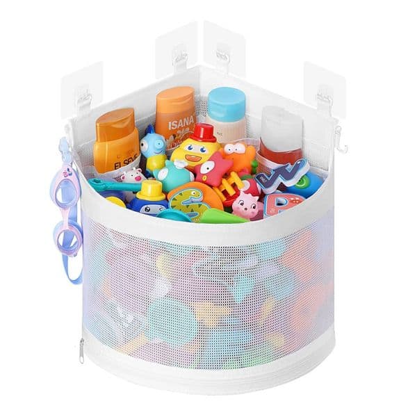 Bathroom Storage No Punching Iarge Capacity Mesh Breathable Bag Anti Mold Bath Toy Sorting