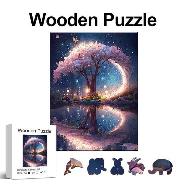Trees and Reflections Wooden Jigsaw Puzzles Animal Shaped Pieces Stress Relief Toys Birthday Gifts Family Games Home Decor X251211