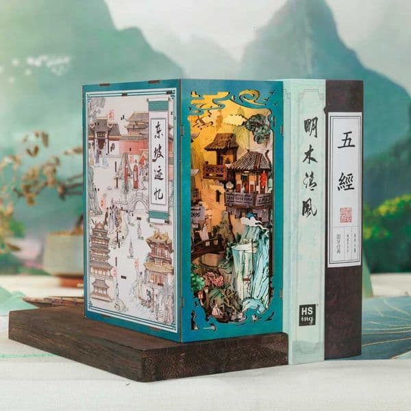 CUTEBEE Antiquity Book Nook Chinese Style Doll House Kit with Touch Light Dust Cover Bookshelf Insert Toy Su Dongpos Life X251211