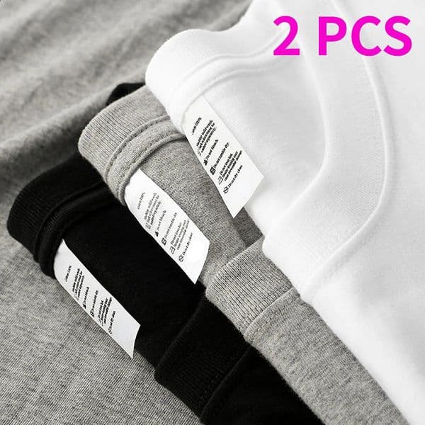 2pcs Solid Color T-shirt 100 Cotton Men Women White O-Neck Loose Short-sleeved Basic Models All-match T-shirt Couple Tops Black 251211