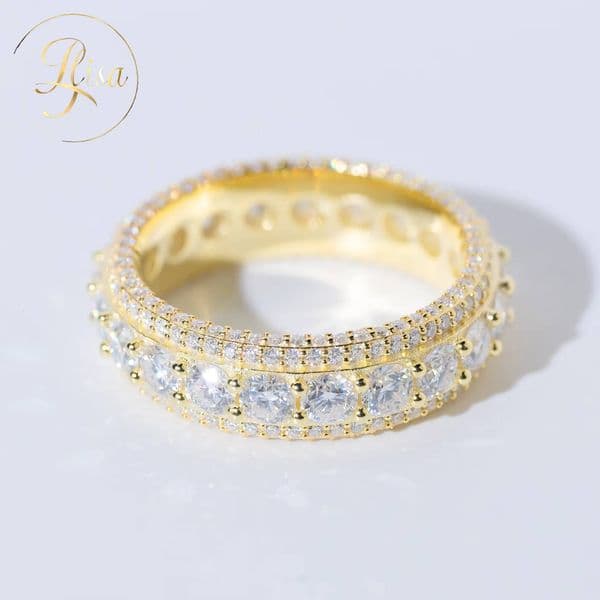 High Quality 47CT Lab Grown VVS Diamond Wedding Ring Luxury Yellow Gold 925 Sterling Silver Band Fine Women Jewelry