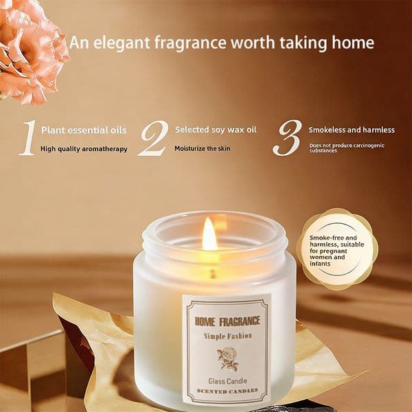 Relaxing Atmosphere Enhancer Fragrant Soy Wax Candles Available in Elegant White Frosted Containers T260514