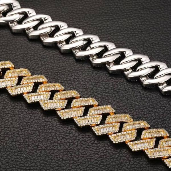 Baguette Cut Moissanite Link Gra Certification Hip Hop Fine Jewelry S925 Cuban Chain