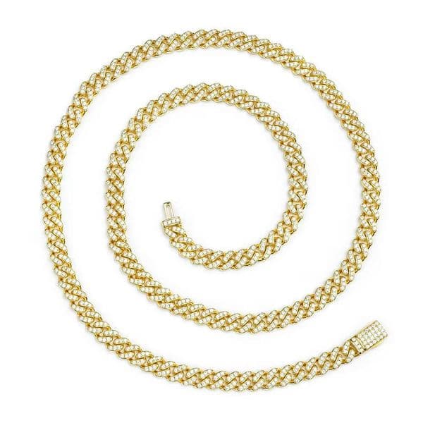 Iced Out Slim Styles 925 Sterling Silver VVS DEF Moissanite Cuban Link Chain White Gold/Yellow Gold HipHop Jewelry for Boyfriend