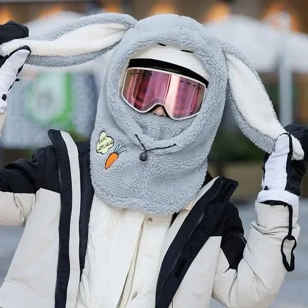 Winter Warm Ski Helmet Cover Comfortable Soft Fleece Skiing Head Warmer Cartoon Cute Rabbit Ear Decorative Helmet Cover Hat 251204