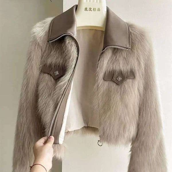 Fashion 2026 Spring And Autumn Korean Chic Polo Collar Loose Clothing Winter Coat Faux Fox Fur Plush Short Jackets Women Tops