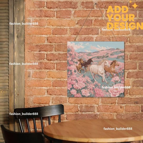 Custom Designer H Wooden Hanging Sign Luxury Horse Pattern Wall Hanging Plaque Wood Listing Cute Hanging Tag for Home Office Kitchen Housewarming Gift 30x30cm H58