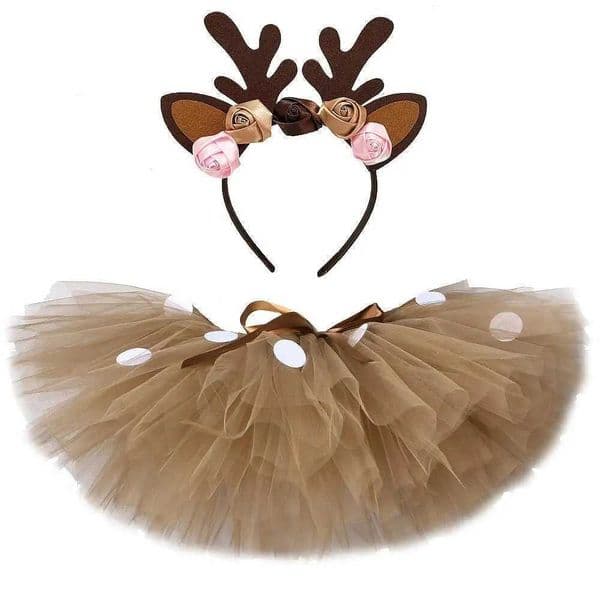 Fluffy Brown Deer Girl Tutu Skirt Christmas Costume Kids Reindeer Tulle Skirt for Halloween Carnival Children Outfit 1-14 Years X251212