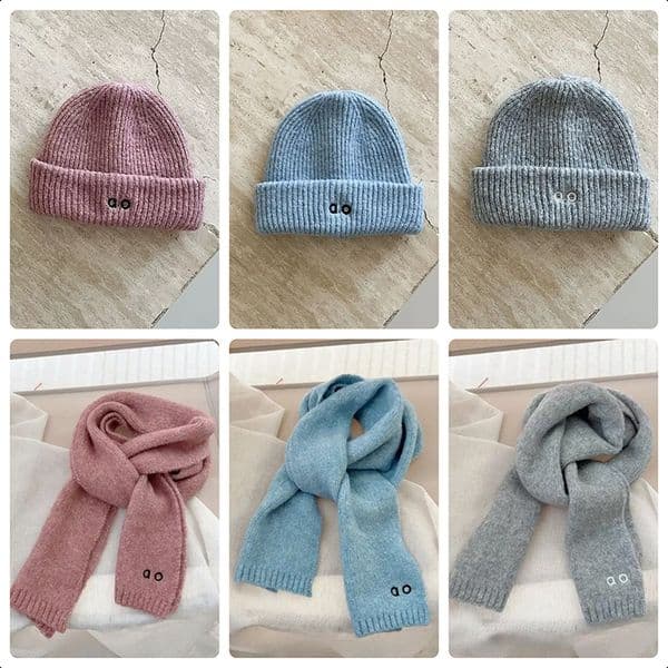 Designer Baby Hat Scarf Baby Boy Hat Knitted Girls Hats Winter Babies Hats Scarf Warm Kids Plain Beanie High Quality Children Beanie