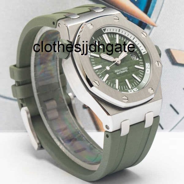 Chronograph Automatic Winding Luxury Watches Hand 15710 Offshore 42 Diameter Green Disc Date Display Precision Steel Automatic Mechanical W8GX