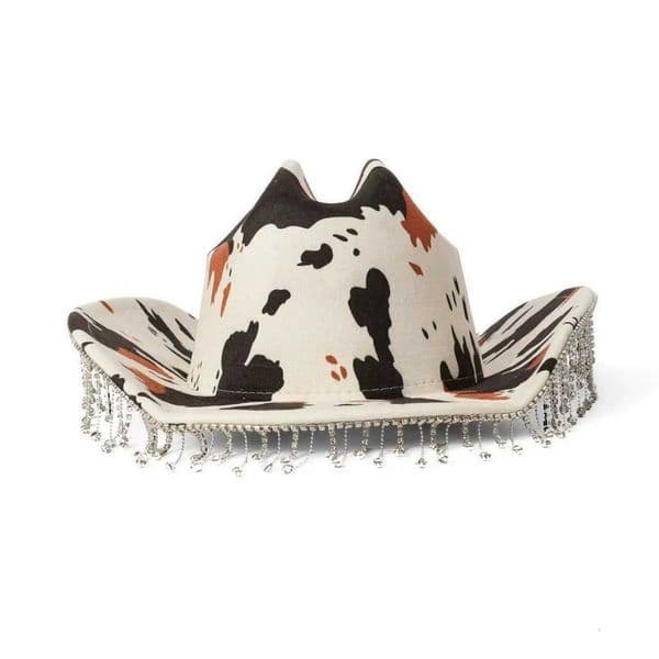 HongLuan Luxury Black Tassels Top Hats Elegant Cowboy Hat Rhinestone Woman Cowboy Accessories Party Caps for Man X2512121