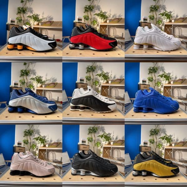 Designer Shoes shoxs R4s Men Women Running Sneakers Mens Trainers Black metallic Breathable Athletic Outdoor Sports Sneaker Fashion Runner Size 36-45