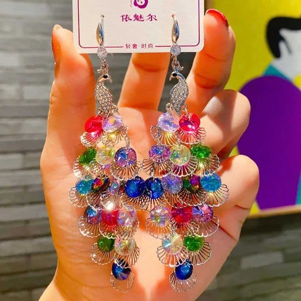 2025 New Shiny Colorf Crystal Peacock Dangle Drop Earrings for Wen Trend Fashion Luxury Wedding Party Banquet Jewelry Gifts X251212