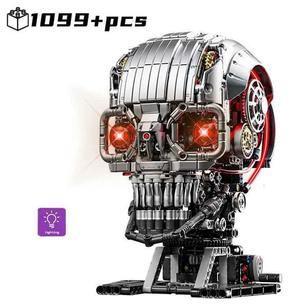2025 New STEM Creative Dynamic Mechanical Skull Head Building Blocks Bone Desktop Ornament Model Kid Assembly Toy Gift for Boys Y251211