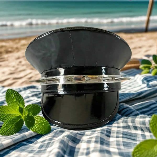 HongLuan Black Artificial Leather Captain Hat Woman for Beach Steampunk Gothic Military Accessories Military German Cap X251212