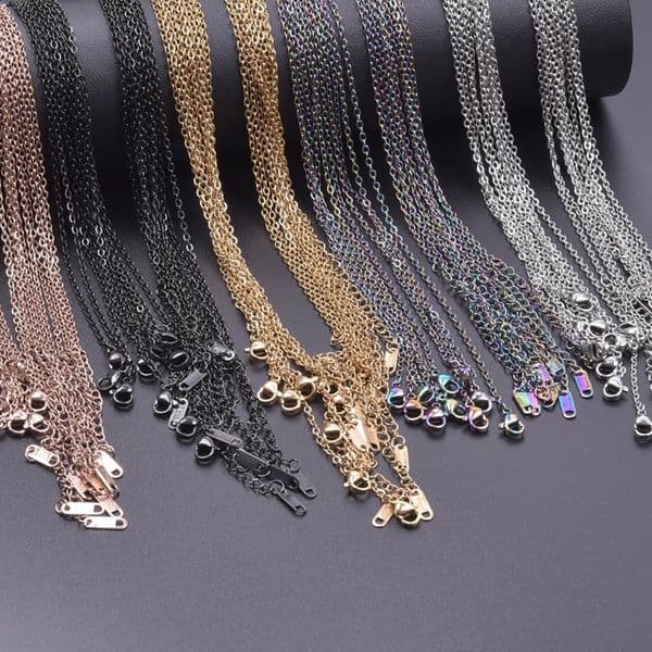 10pcs Stainless Steel Metal O Chain Necklaces For Women Men Accessories Diy Necklace 405cm Extended Chains Collar Jewelry Gift 251205