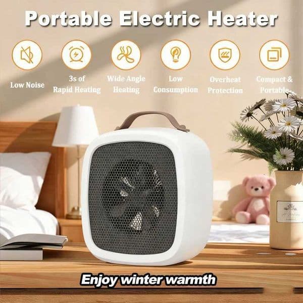 Portable Mini Heater Compact Desktop Quiet Fast Heating Warmer Fan 500W PTC Ceramic for Office living room bedroom Winter Warmth Z251212