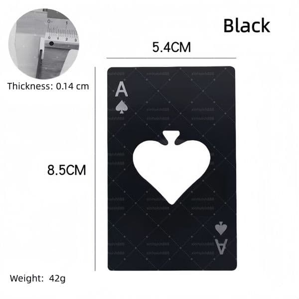 4 Pcs Black Jack A Wine Opener Creative Playing Cards Stainless Steel Household Tools Personalized Bottle Opener Beer Opener