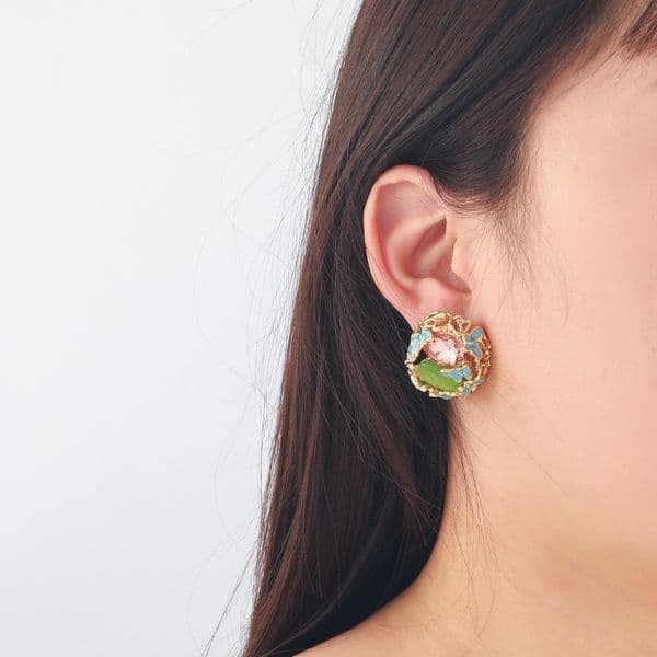 Simple And Fashionable French Enamel Earrings With Colorful Diamond Inlaid Flowers New Design Exquisite Butterfly Earrings Boutique Gift Fashion Jewellery