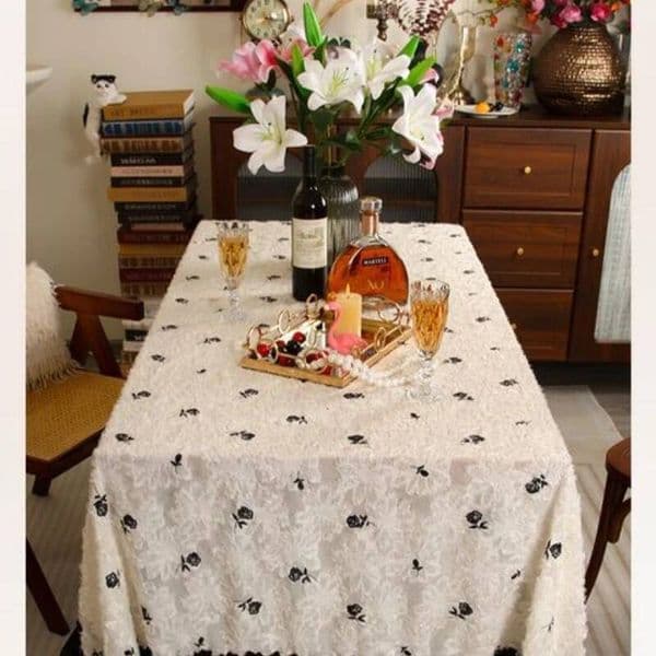 French Retro Lace Tablecloth Atmosphere Rose Round Tables Square Tea Table Multifunctional Cover Cloth