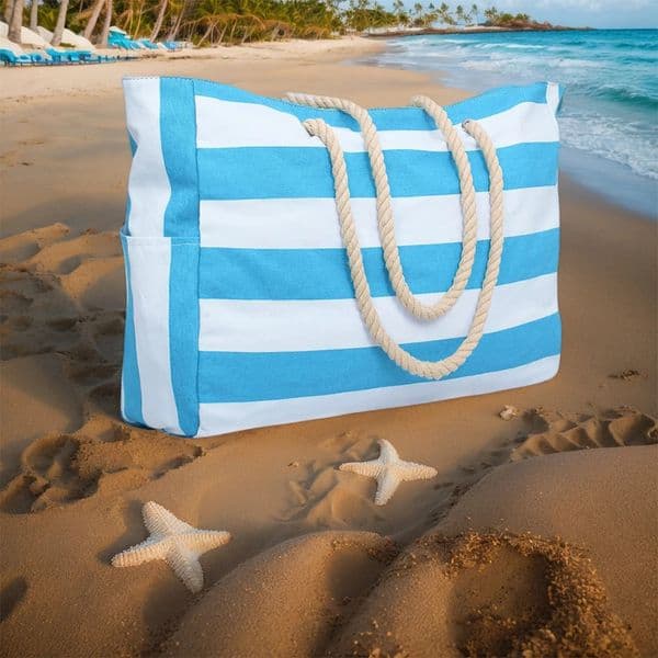 Large Capacity Stripe Tote Bag convenient Foldable Beach BagShopping Storage BagPerfect for Travel Play 251210