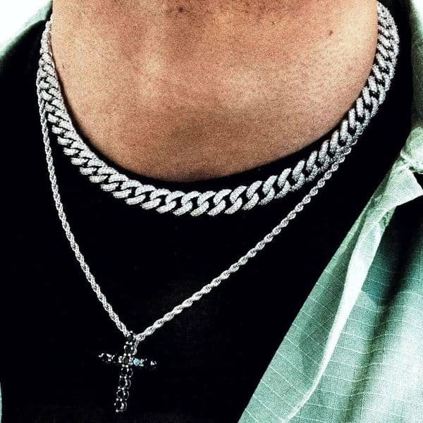 Fully Iced Out Miami 2 Row 10mm Silver 925 Moissanite Cuban Link Chain