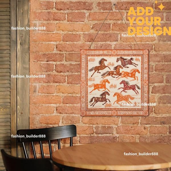 Custom Designer H Wooden Hanging Sign Luxury Horse Pattern Wall Hanging Plaque Wood Listing Cute Hanging Tag for Home Office Kitchen Housewarming Gift 30x30cm H38