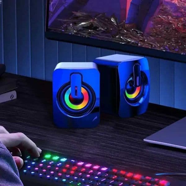 Home Camping Computer Speakers PC Sound Box HIFI Stereo Microphone USB Wired Caixa De Som with LED Light For Desktop Computer X251213