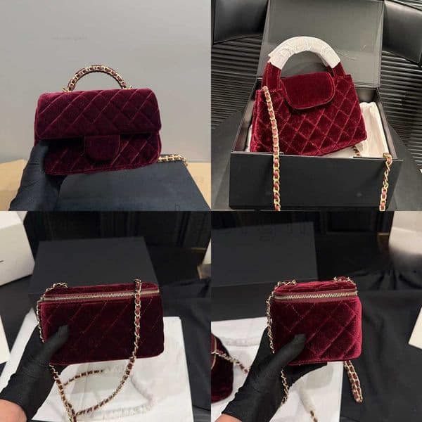 Shoulder Bags designer velvet women cc mini wool cf classic flap quilted suede chain 25k bow fur autumn winter work crossbody weekend bag