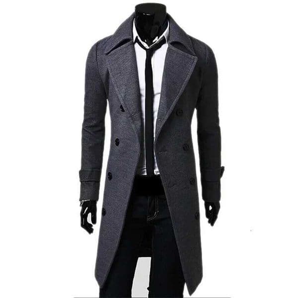 Mens Double Breasted Trench Coat Wool Blend 2025 Autumn Winter Solid Casual Slim Fit Long Jacket Wool Coat Fashion Mens ClothingT251213