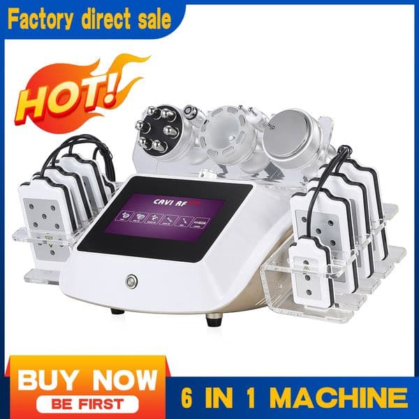 6-in-1 Strong Sound Wave Body Sculpting Instrument 40kHz Explosion Fat Weight Loss Vacuum Negative Pressure Shaping Multipole RF Laser Photolipolysis