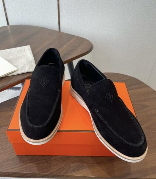 Gentleman Men Low Top Job Loafers Suede Calfskin Leather H-Diamant Oxford Walking Rubber Sole Moccasins Party Wedding Dress Driving Oxford Walking EU38-46