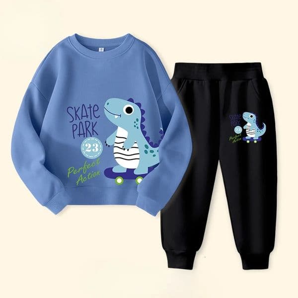 Autumn Children Boy Clothes Set Kid Girls Dinosaur Printed Sweatshirts Pullover Top Pants Bottom 2pcs Outfits Baby Tracksuits 251213 S260328