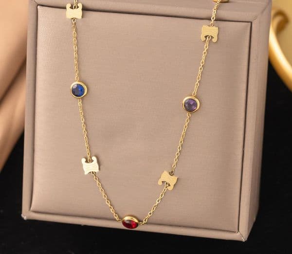 Newest Fashion 18k Necklace Color-Retaining Stainless Steel With Diamonds Designer Necklace for Women Fashion Internet Celebrity Clover Clavicle Chain Set