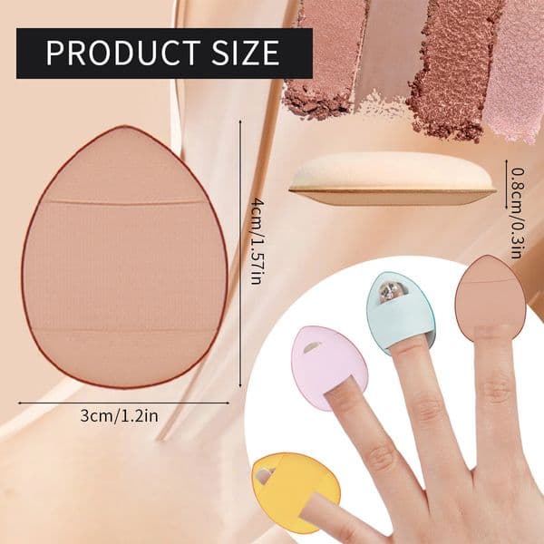 10PCS Mini Finger Puffs Multi-functional Makeup Powder Puff Soft Mini Cosmetic Puff for Concealer Highlight Eye Shadow 251211