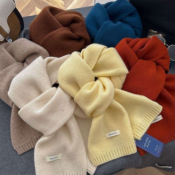 Selected 48 Colors Australian Pure Wool Cashmere Scarf New Solid Color Versatile Unisex Winter Warm Knitted Neck Warmer