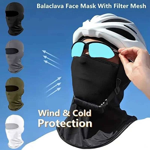 Ice Silk Sunscreen Full Face Mask Outdoor Fishing Motorcycle Windproof UV Protective Mask Black Balaclava MaskT251213