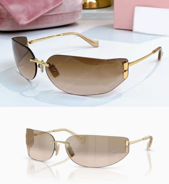 high quality designer sunglasses for women luxury rimless sunglasses Euro american trend glasses classic fashion large lens curved lenses sunglasses 51 L260526