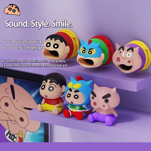 Crayon Shinchan Cartoon Wireless Mini Bluetooth Speaker with Magnetic Phone Holder Portable Small Speaker for Car Desktop Travel X251213