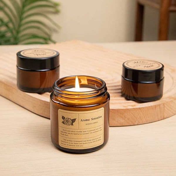 Brown Cup Aromatherapy Smokeless Scented Wax Candle For Home Decor Birthday Valentines Day Christmas Gift Glass Jar H251213 W260304