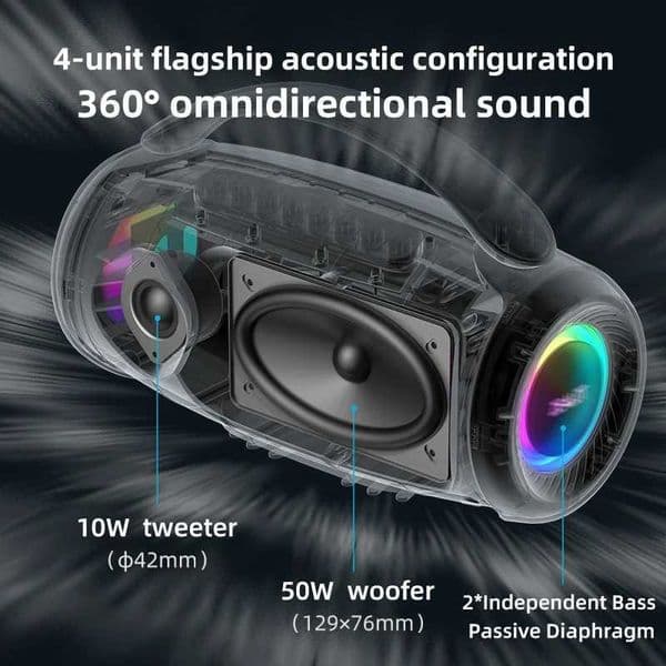 ZEALOT-P12 Speaker 60W Portable Bluetooth Speaker with IPX6 Waterproof Comfortable handleControllable lightingTFUSB X2512131