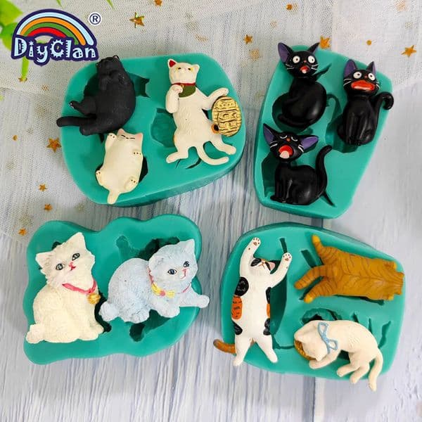 Cute Kitten Silicone Mold Cat Shape Chocolate Cookies Dessert Pudding Sugar Crafts Fondant Mould Bakeware Baking Cake Tools 251210
