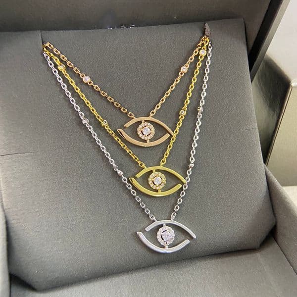 12A necklace designer necklace luxury jewelry designer eyes jewelry women metal diamonds letter charm necklace Extra long style gift very good