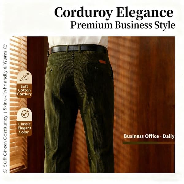 Mens Corduroy Elegance Pants Soft Cotton Business Office for MiddleAged Men Warm SkinFriendly Daily Casual Wear 251211