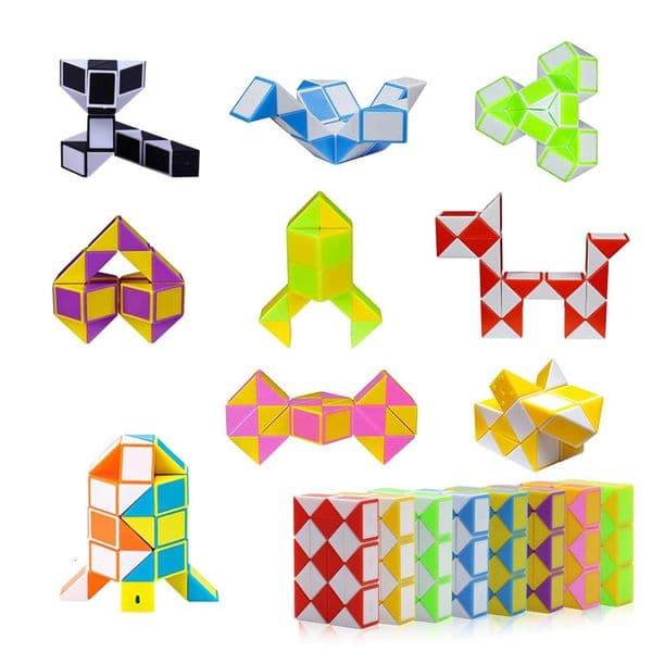 Minimum purchase of 4. Cross-Border Multi-Color Creative Educational 24-Segment Free shipping Mini 24-Section Transformable Magic Ruler Stress Relief Toy Wholesale
