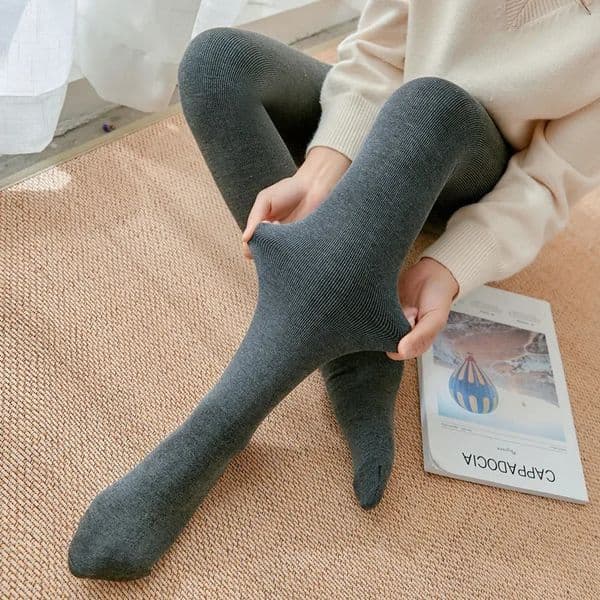 Womens Fall Winter Ribbed Vertical Stripe Thermal Leggings Fleece Thickened Street Ready Seamless High Waist Pants 251212