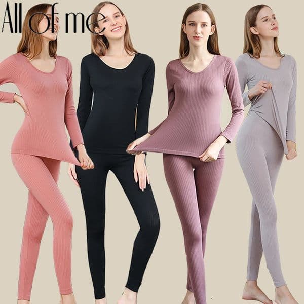 1 Set Warm Thermal Underwear Sexy Ladies Intimates Long Johns Women Shaped Sets Female Middle Collar Thermal Shaping Clothes 251205