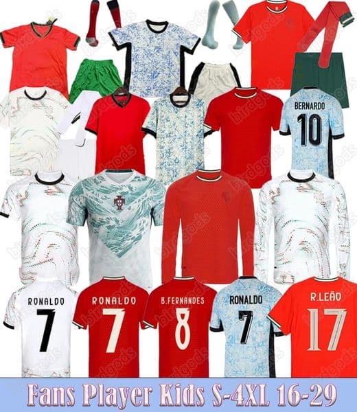 25 2026 portugal RONALDO 7 world cup soccer jersys shirts B.FERNANDES PEPE RUBEN BERNARDO SILVA ANDRE SILVA DIAS RAPHAEL 2025 26 football Fans Player Kids LS Mens Kit